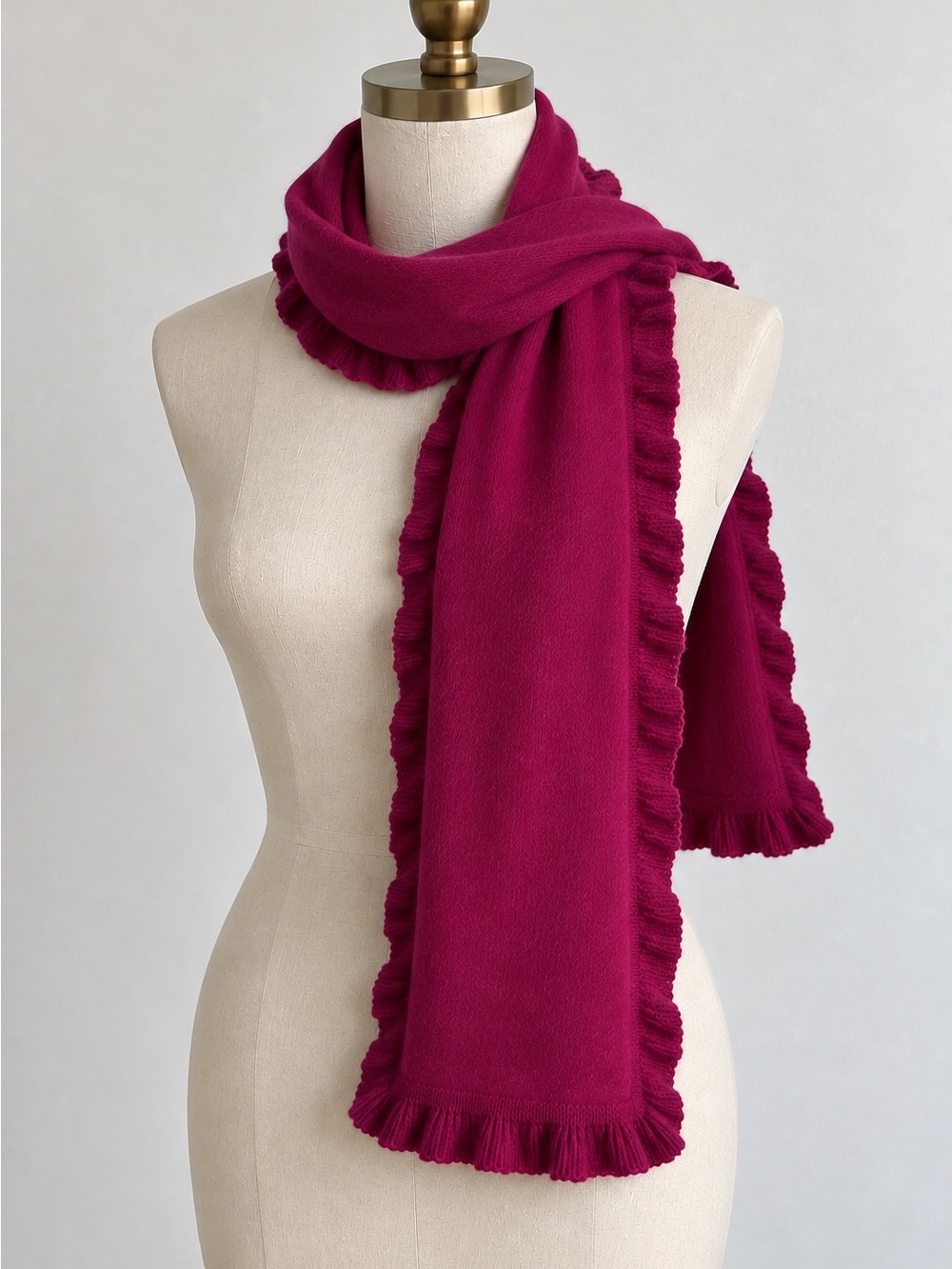 Nordstrom Wool Cashmere Ruffle Scarf Magenta One Size